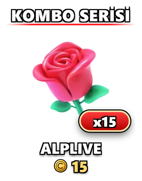 Kombo serisi: gül hediyesi, x15 ve gönderen adı.